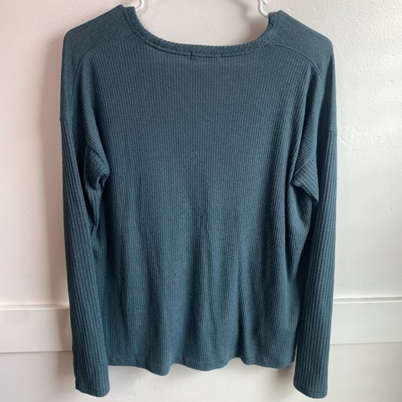 Rag & Bone Teal V-Neck Long Sleeve Shirt - Picture 2 of 8